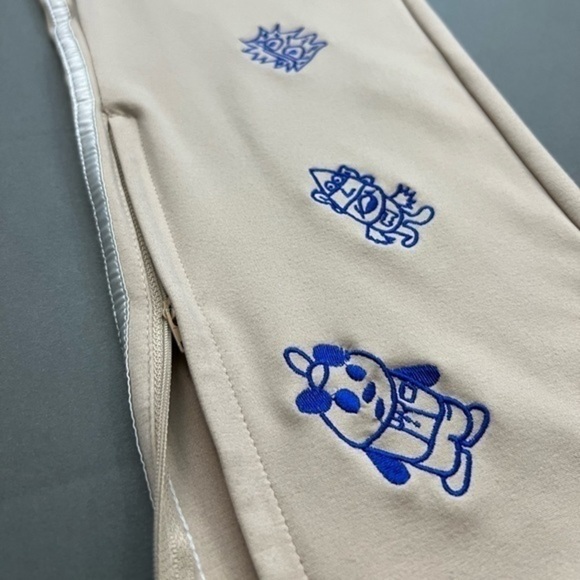 Allover Panda Heart Embroidered Character Rayon Pinstripe Sweatpants 🐼 🎩 - Picture 14 of 16